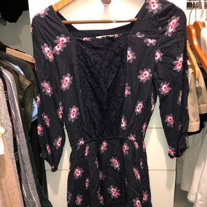 Pink Flower Dress with Lace Front